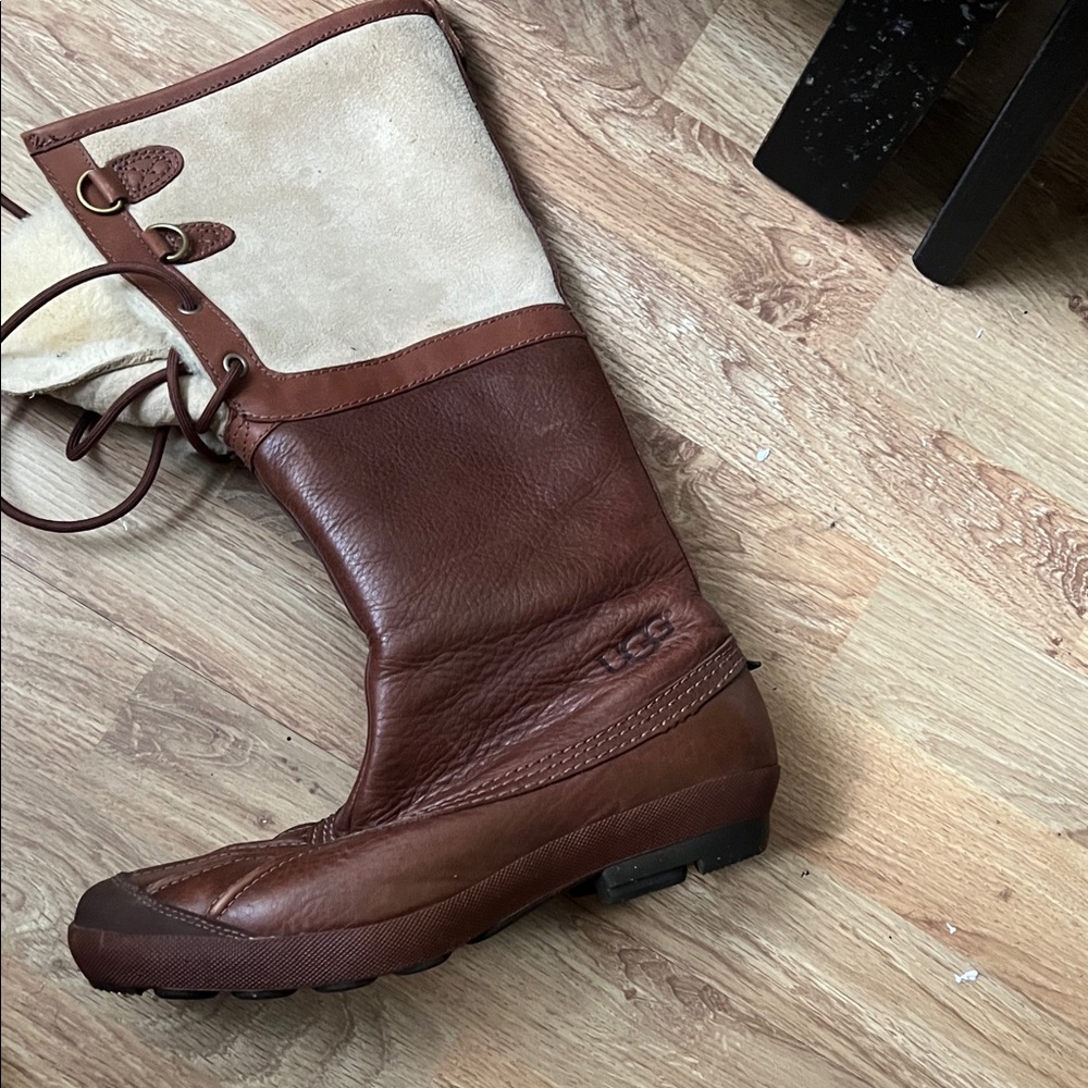 UGG Brown and Cream Leather Boots